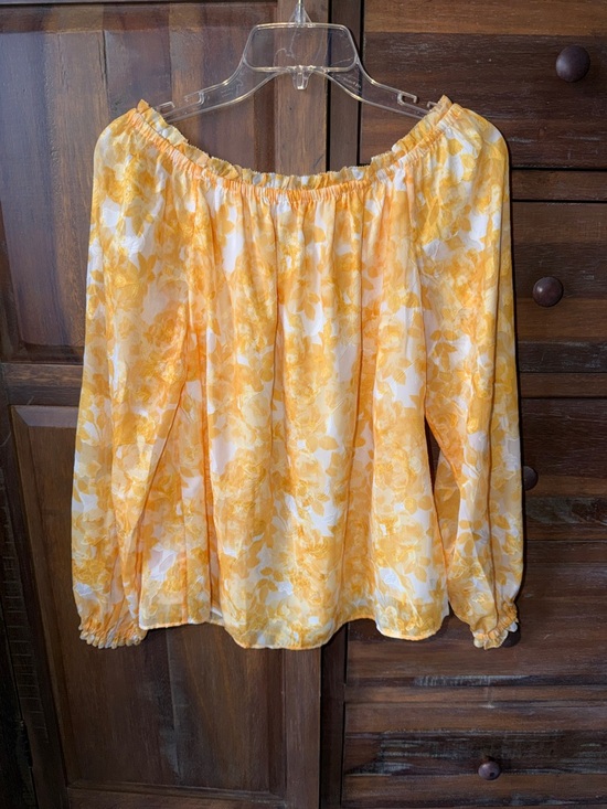 White House Black Market Tops - White House Black Market Yellow Floral Off-Shoulder Blouse